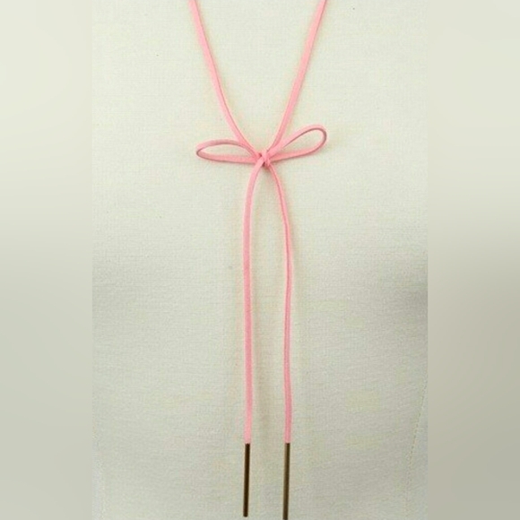 Pink Wrap-Around Suede Bow Tie Choker - Picture 2 of 5